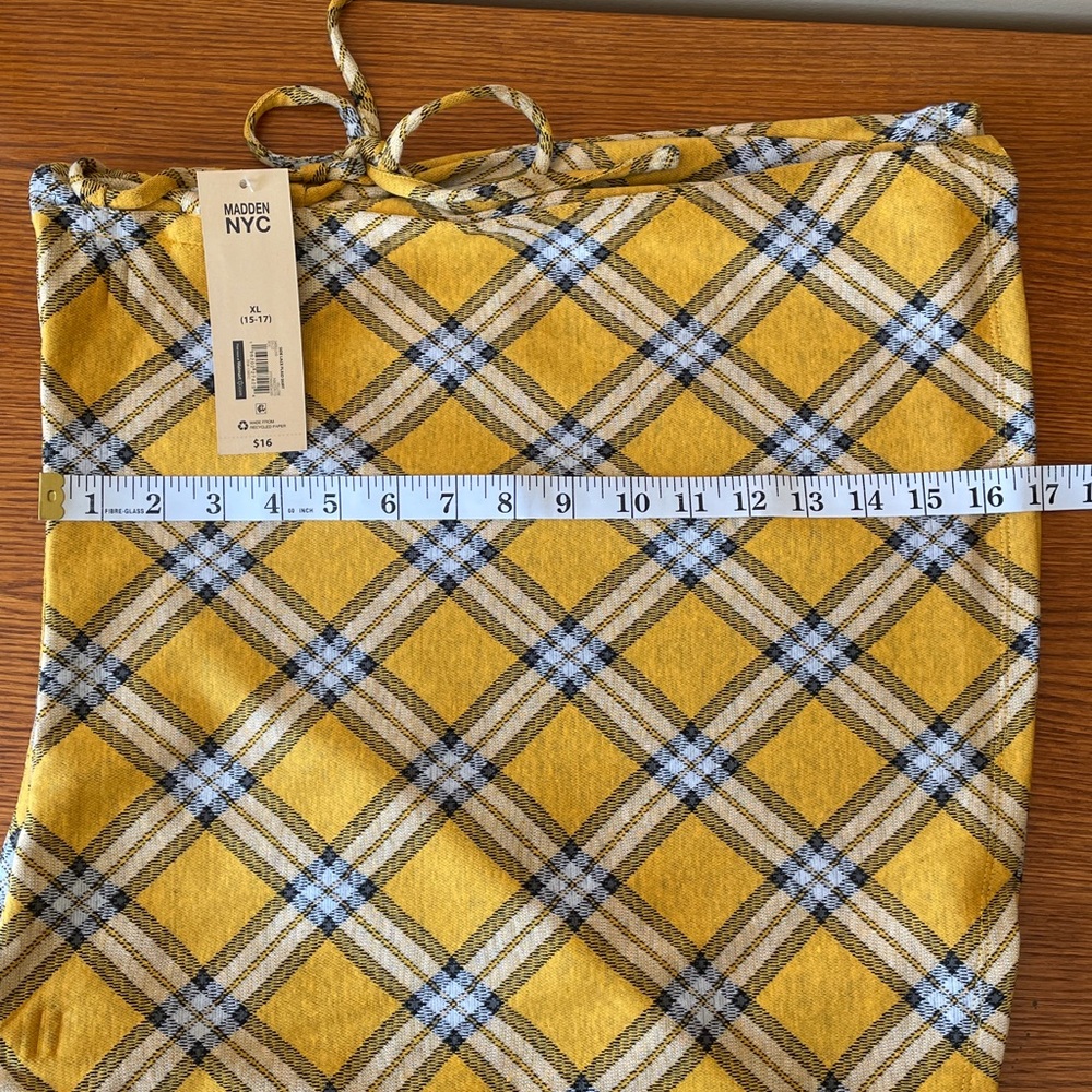 Madden NYC Side Lace Yellow Plaid Mini Skirt Preppy Y2K Academia‎ School Girl - Picture 15 of 16
